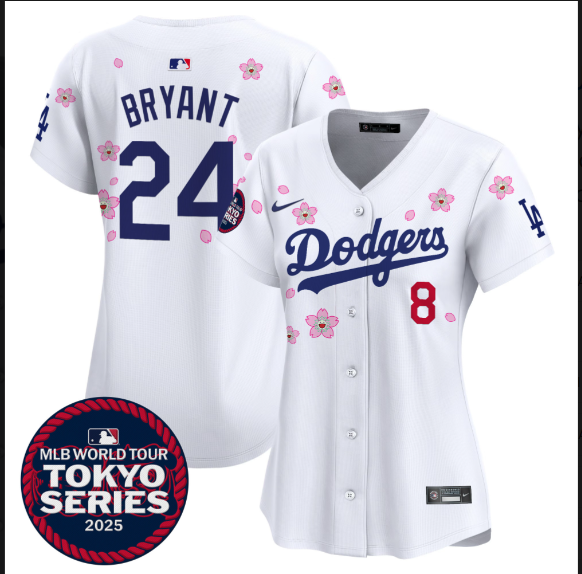 Women Los Angeles Dodgers 24 Bryant Tokyo Series 2025 white Limited Stitched Jersey